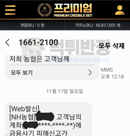 프리미엄 먹튀 피해 증거 자료